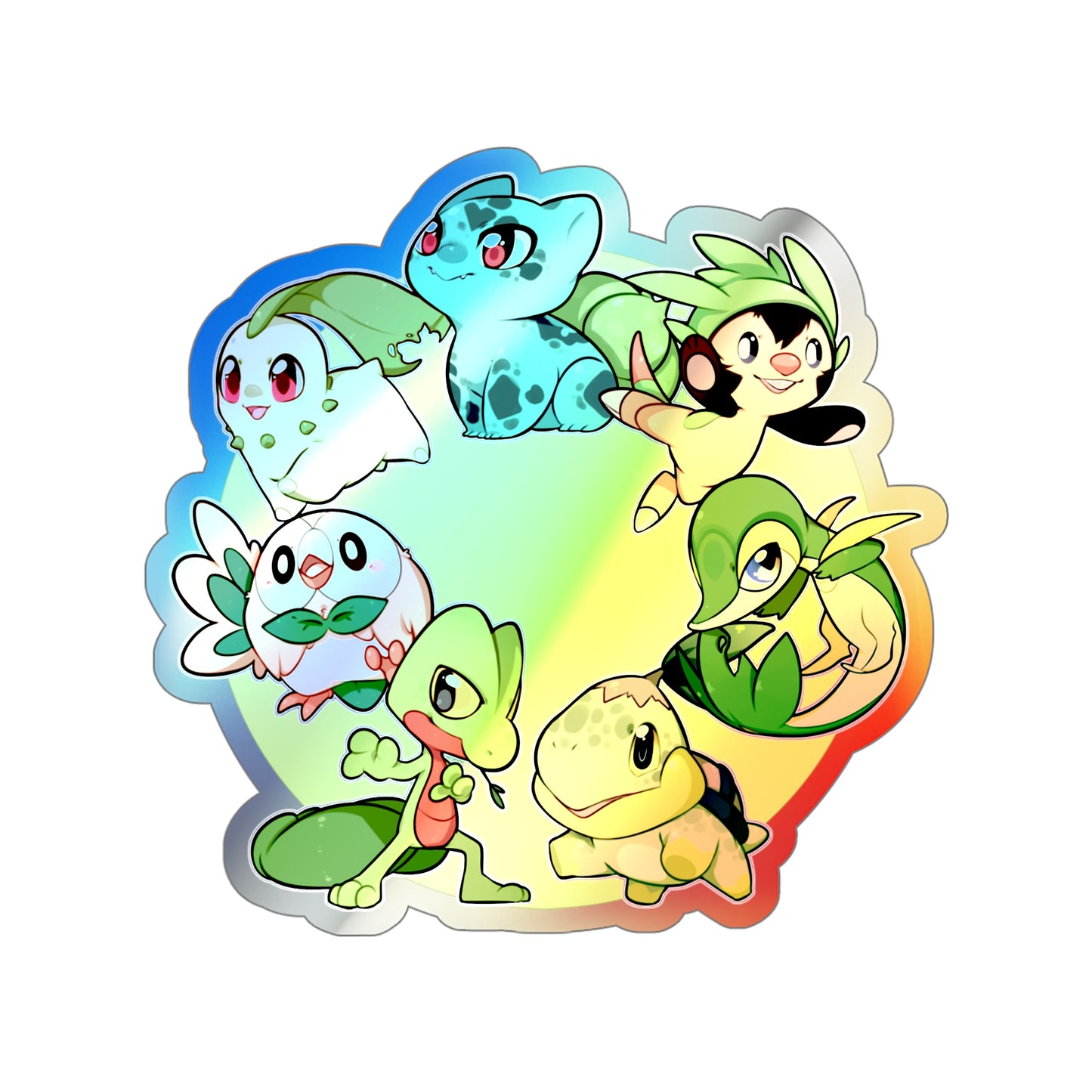 Grass starter holographic sticker