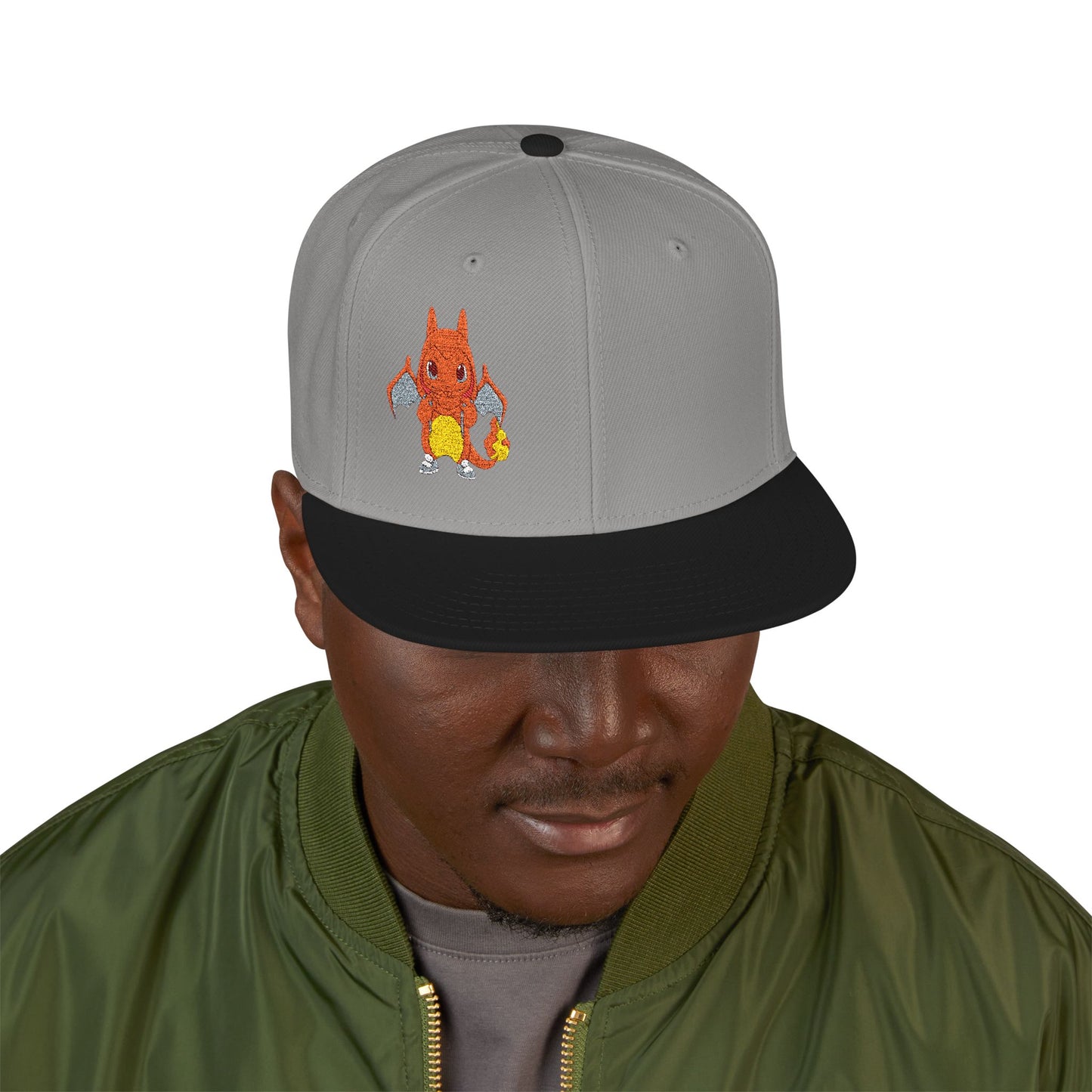 Embroidered fire lizard hoodie hat