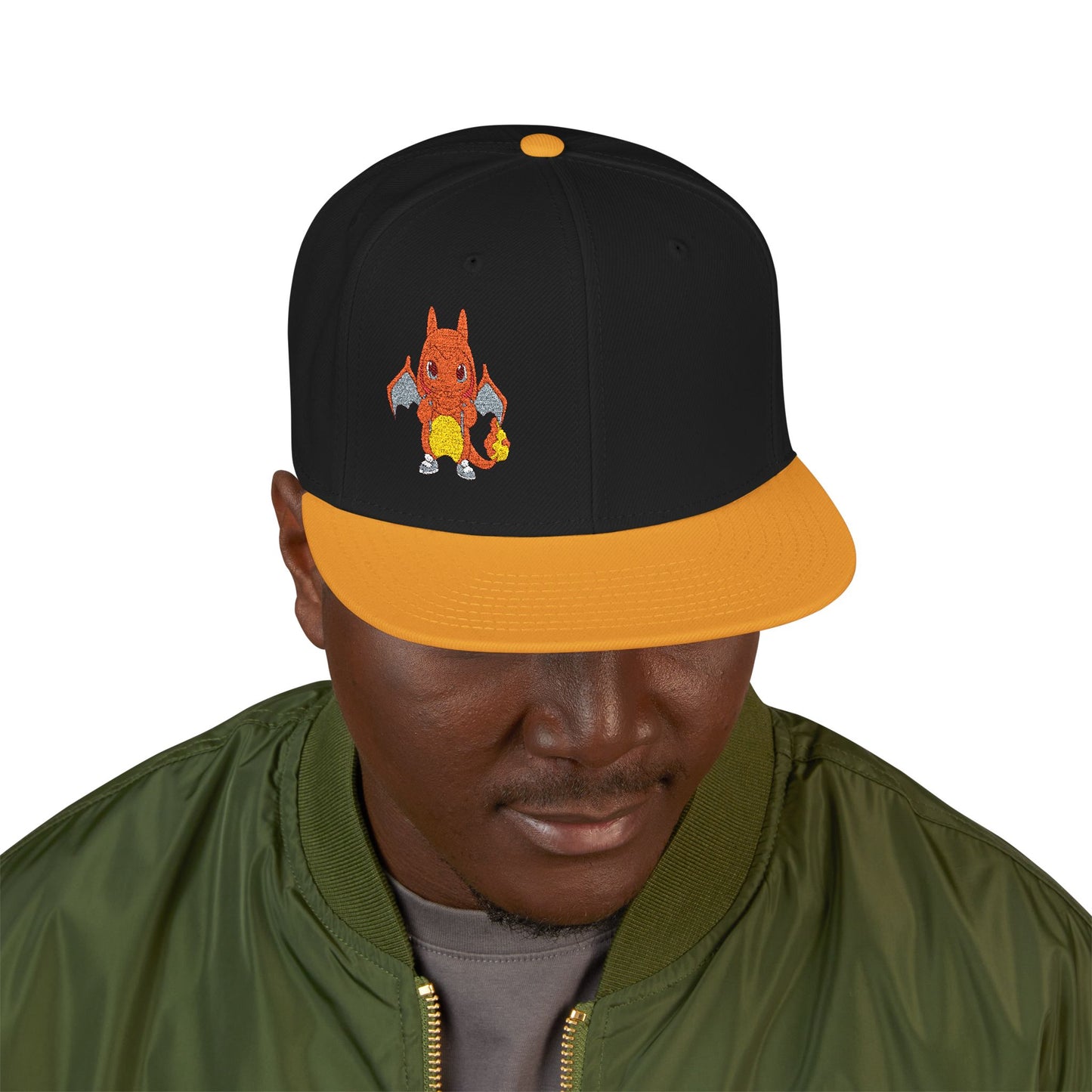 Embroidered fire lizard hoodie hat