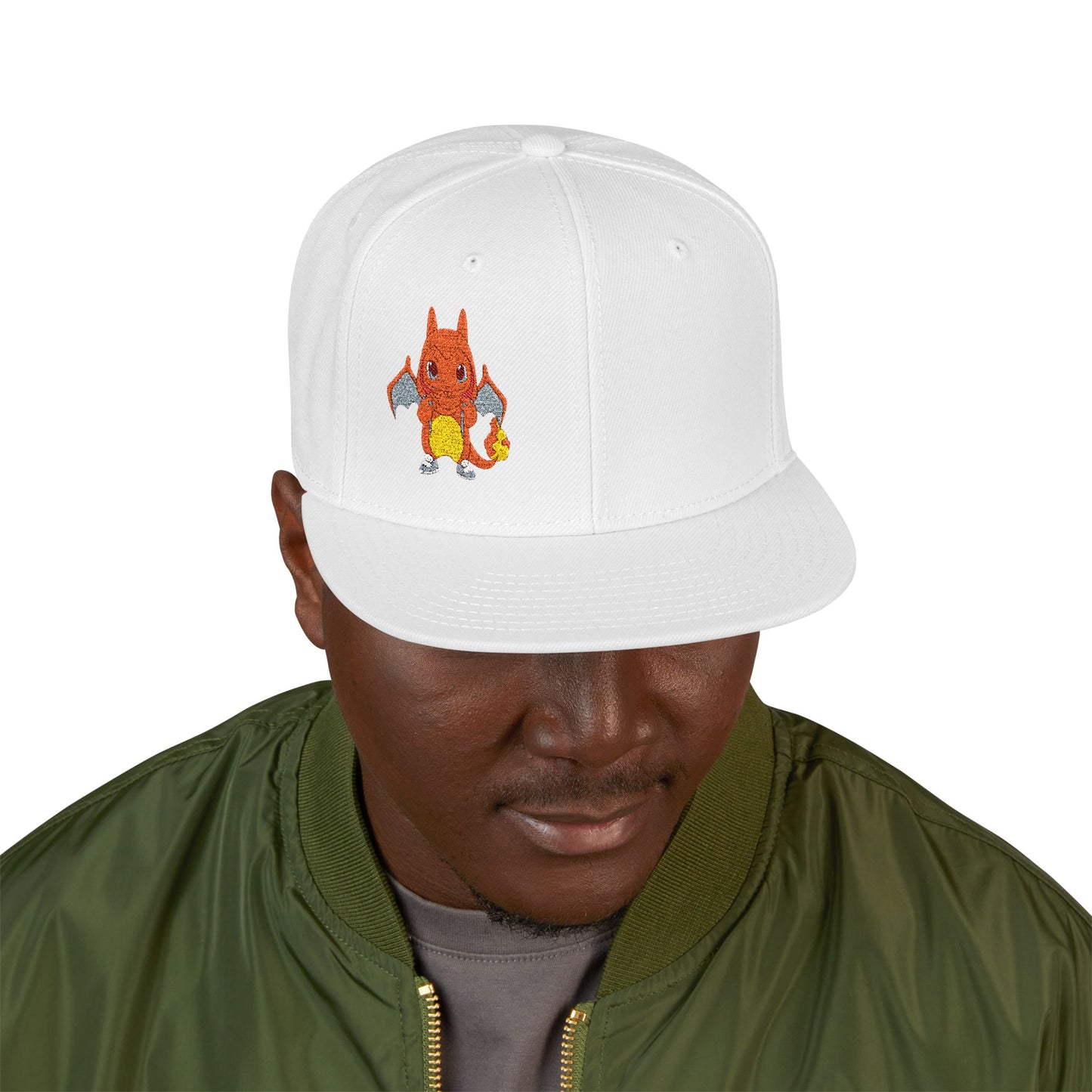 Embroidered fire lizard hoodie hat