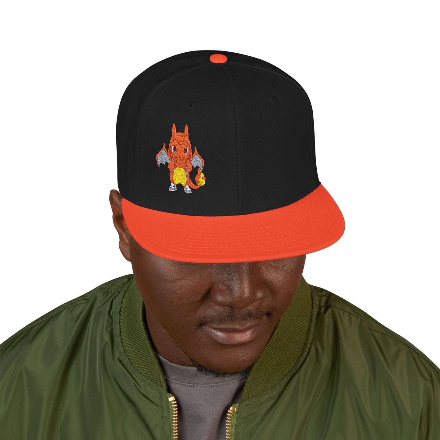 Embroidered fire lizard hoodie hat