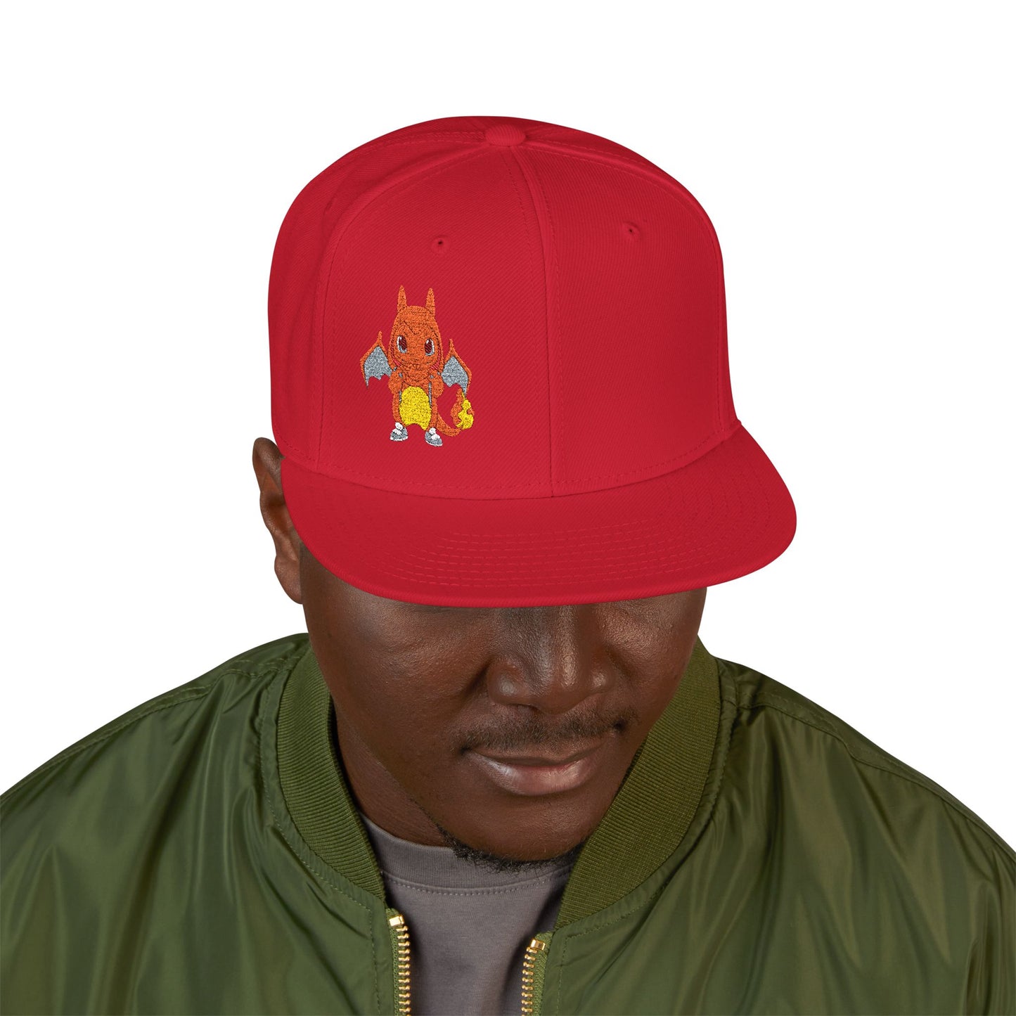 Embroidered fire lizard hoodie hat