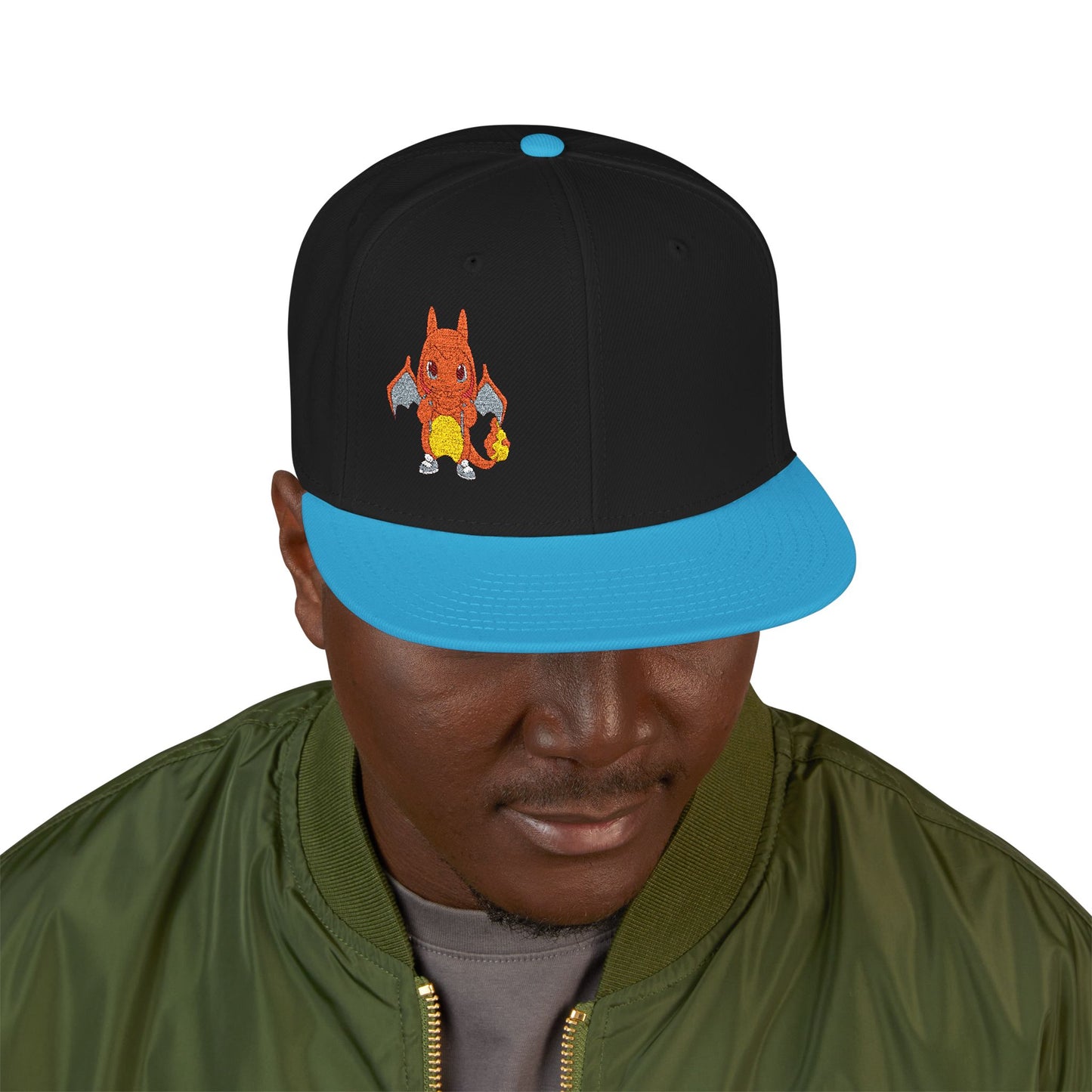 Embroidered fire lizard hoodie hat