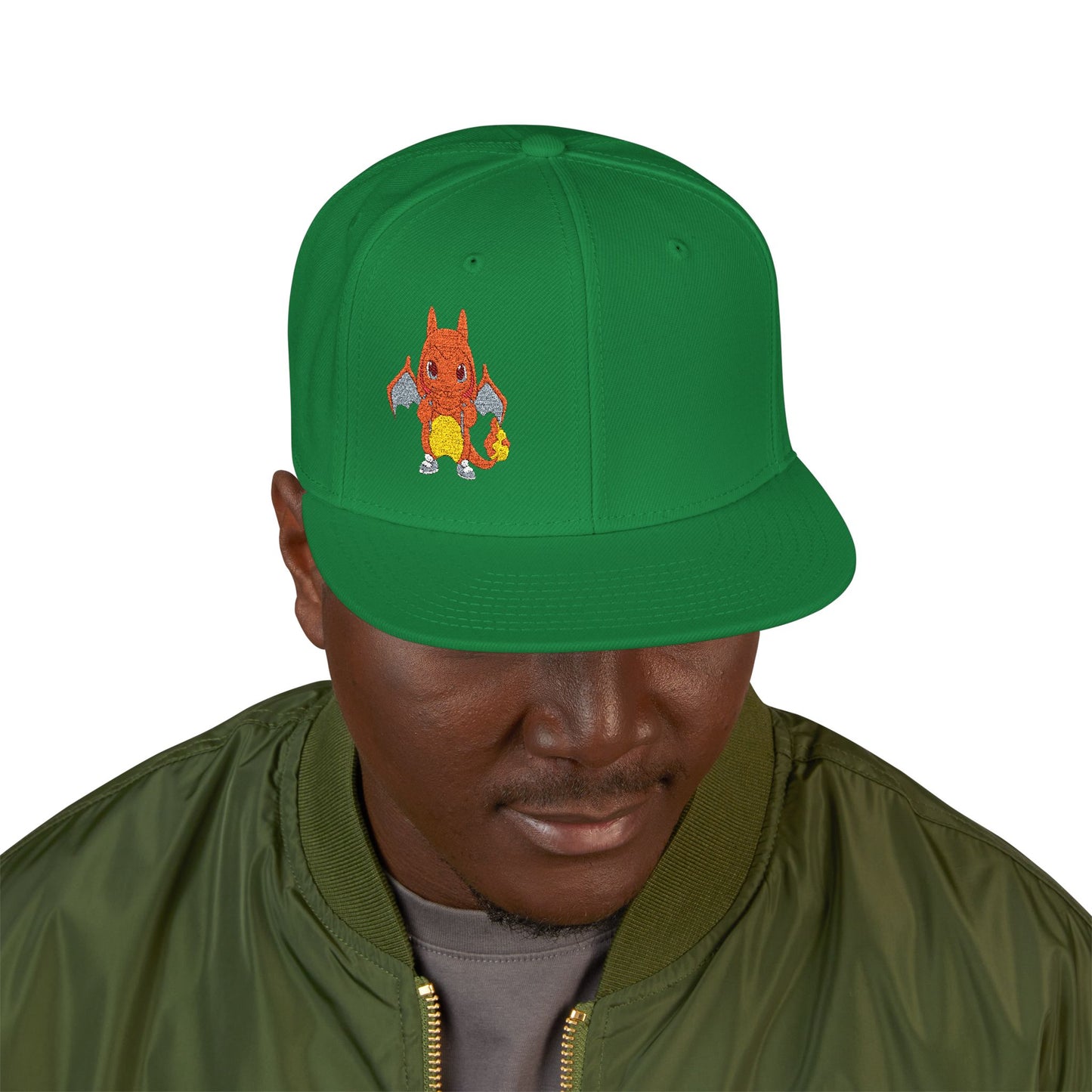 Embroidered fire lizard hoodie hat