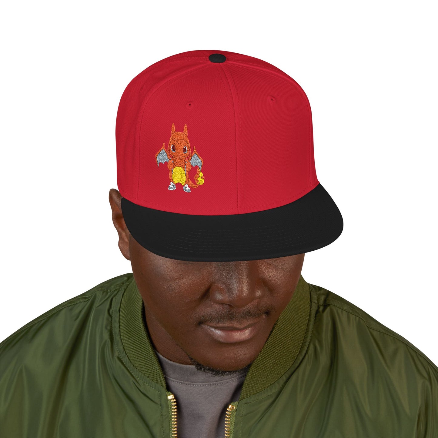 Embroidered fire lizard hoodie hat