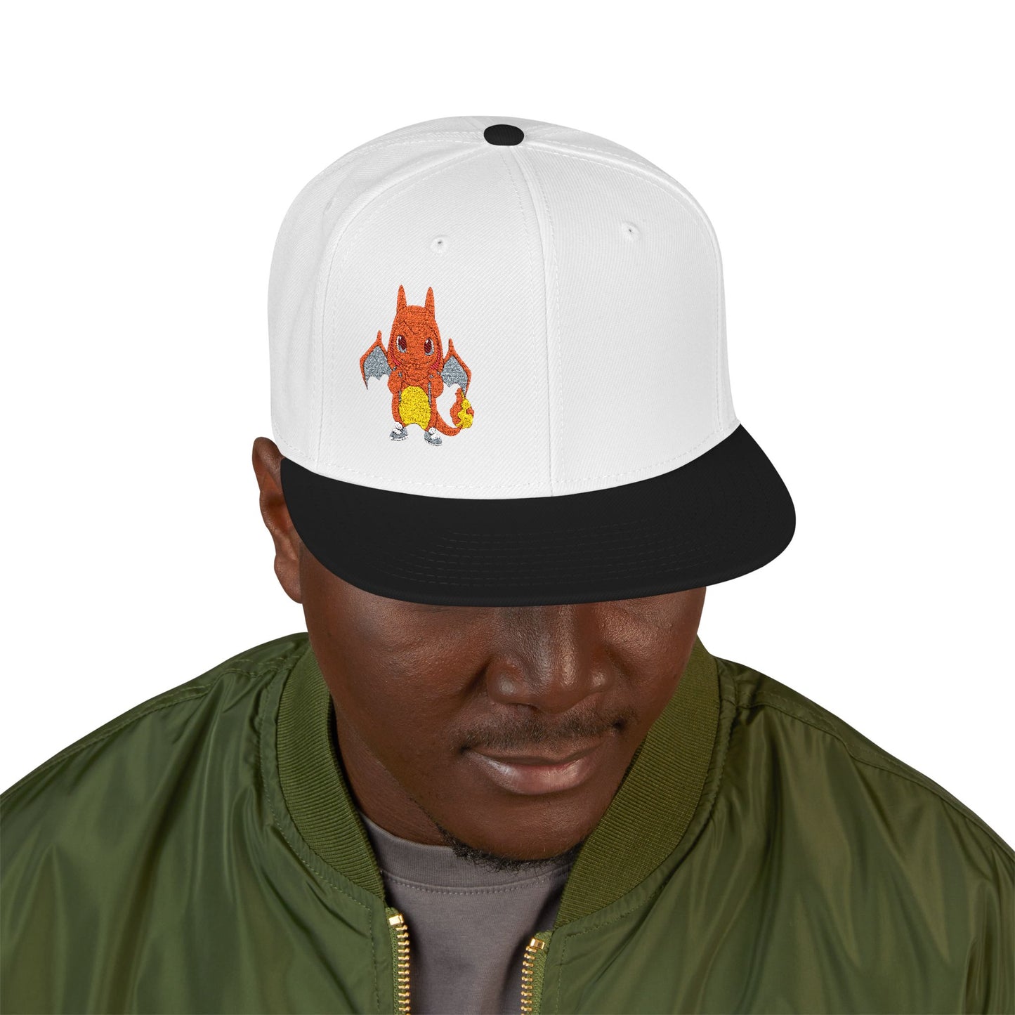 Embroidered fire lizard hoodie hat