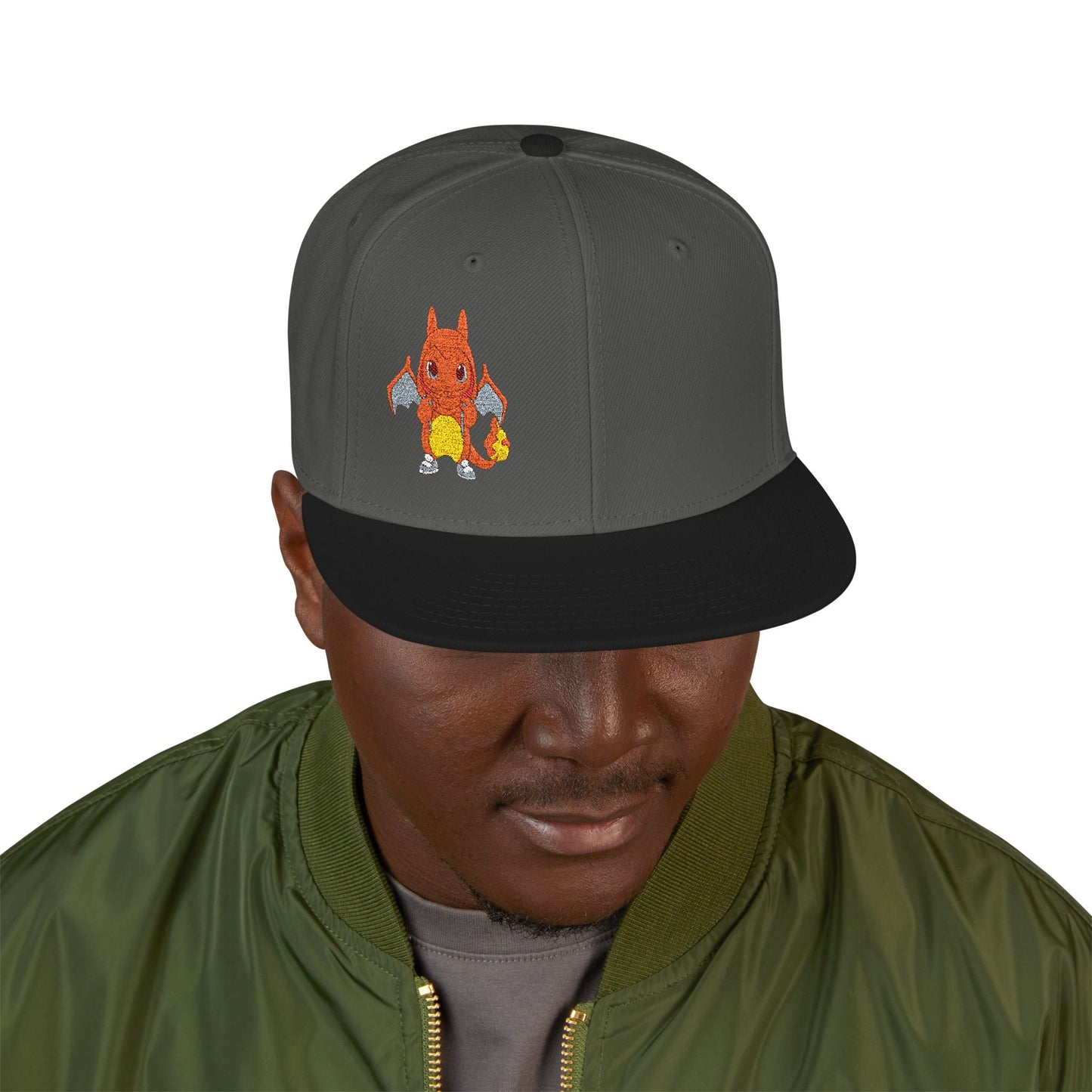 Embroidered fire lizard hoodie hat