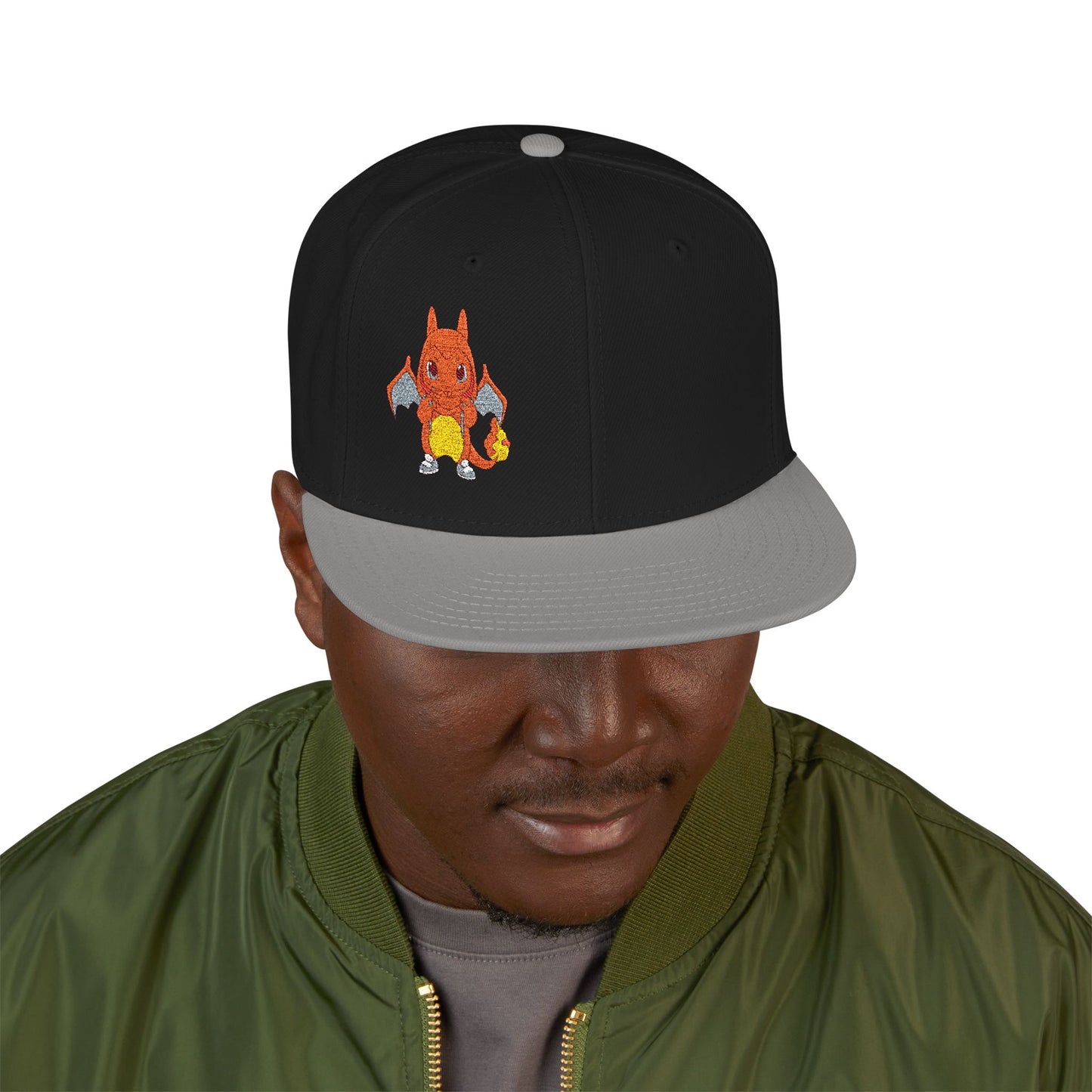 Embroidered fire lizard hoodie hat