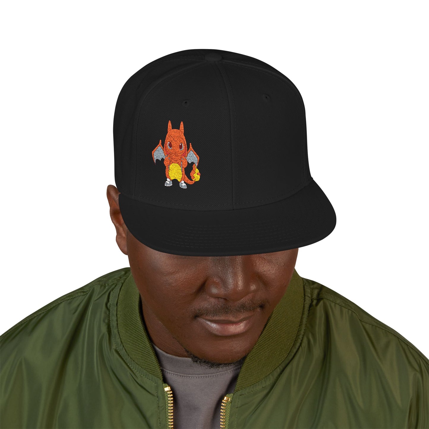 Embroidered fire lizard hoodie hat