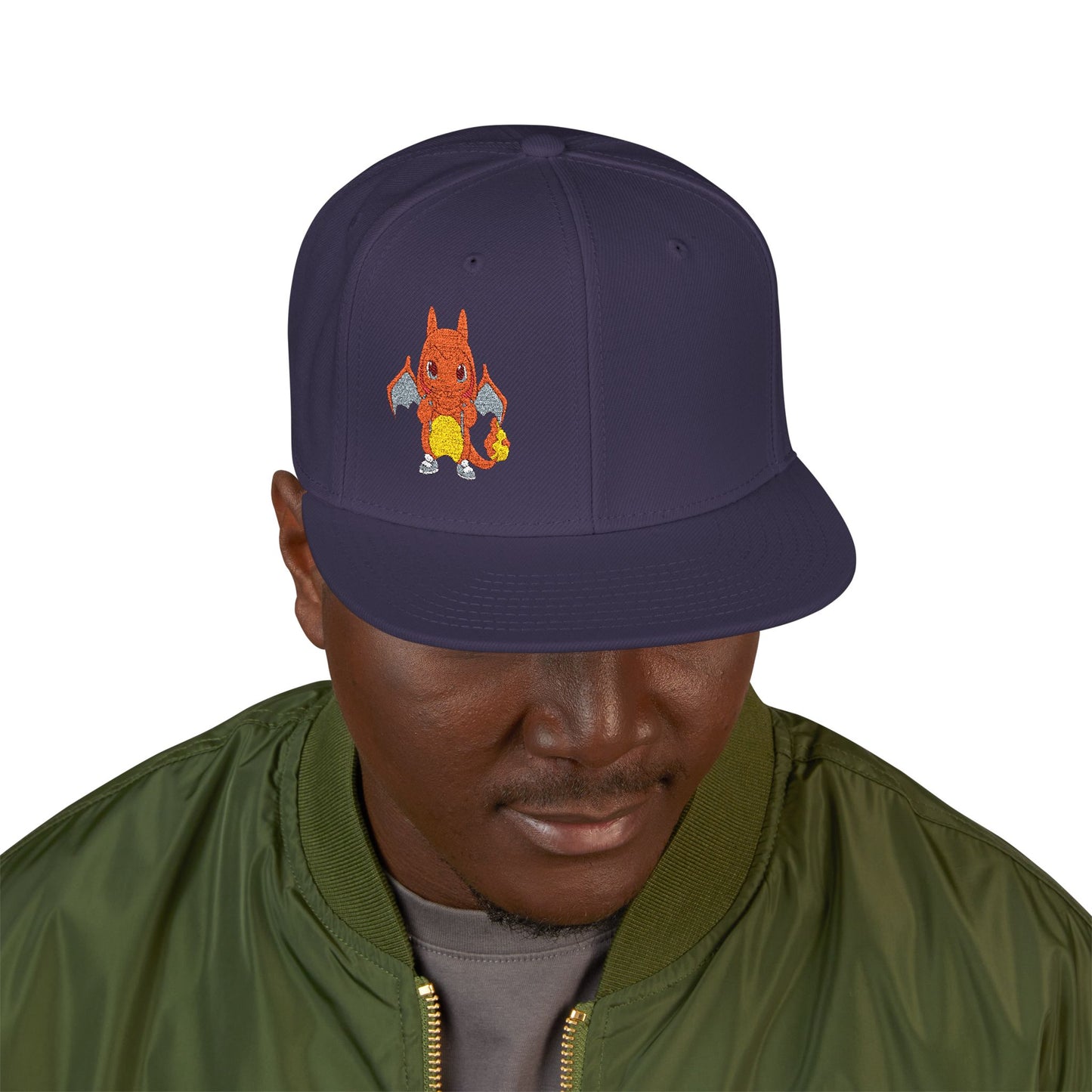 Embroidered fire lizard hoodie hat