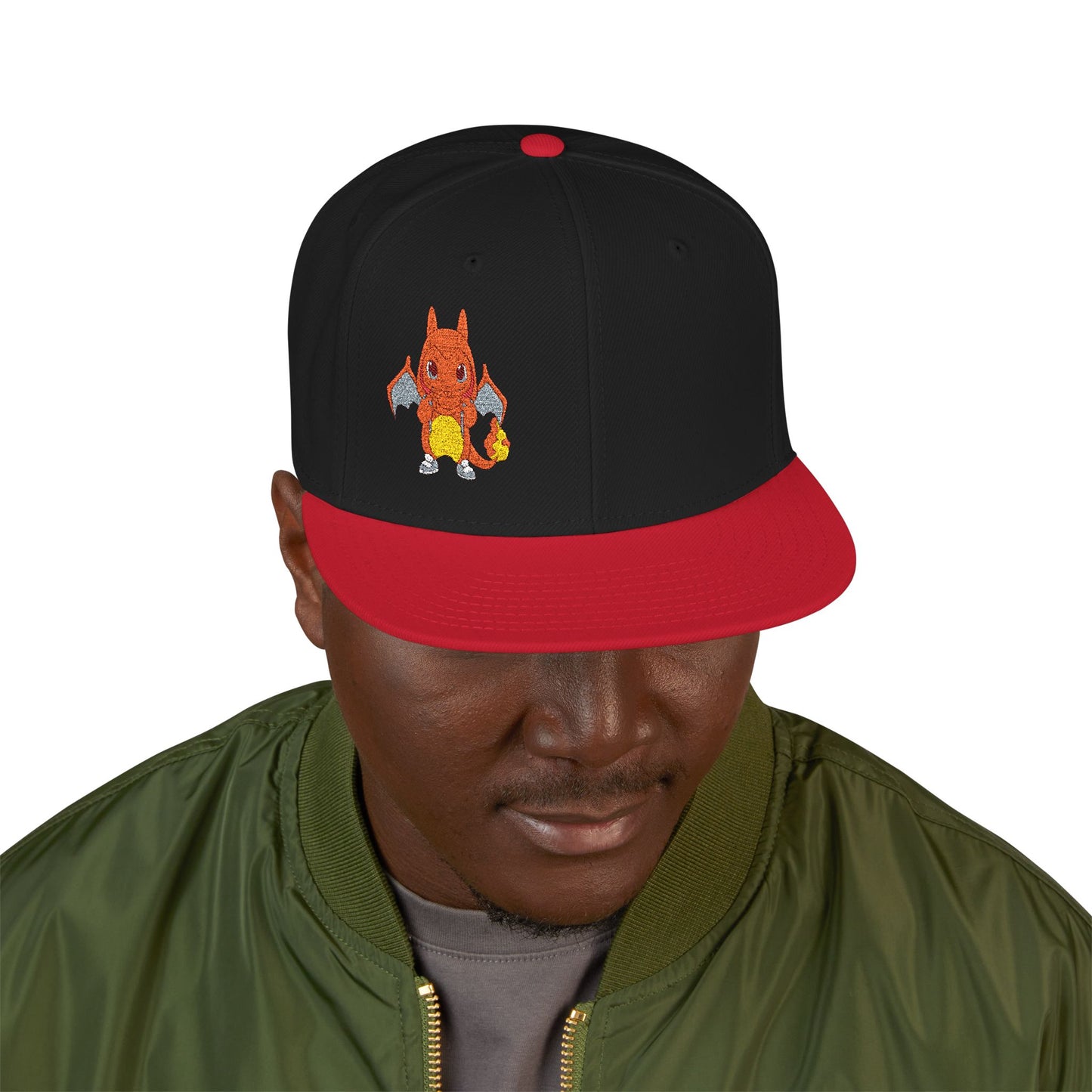 Embroidered fire lizard hoodie hat
